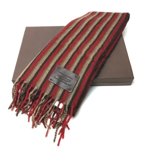 LOUIS VUITTON Efficial - Leie Muffler Scarf Red M7 - Picture 7 of 9